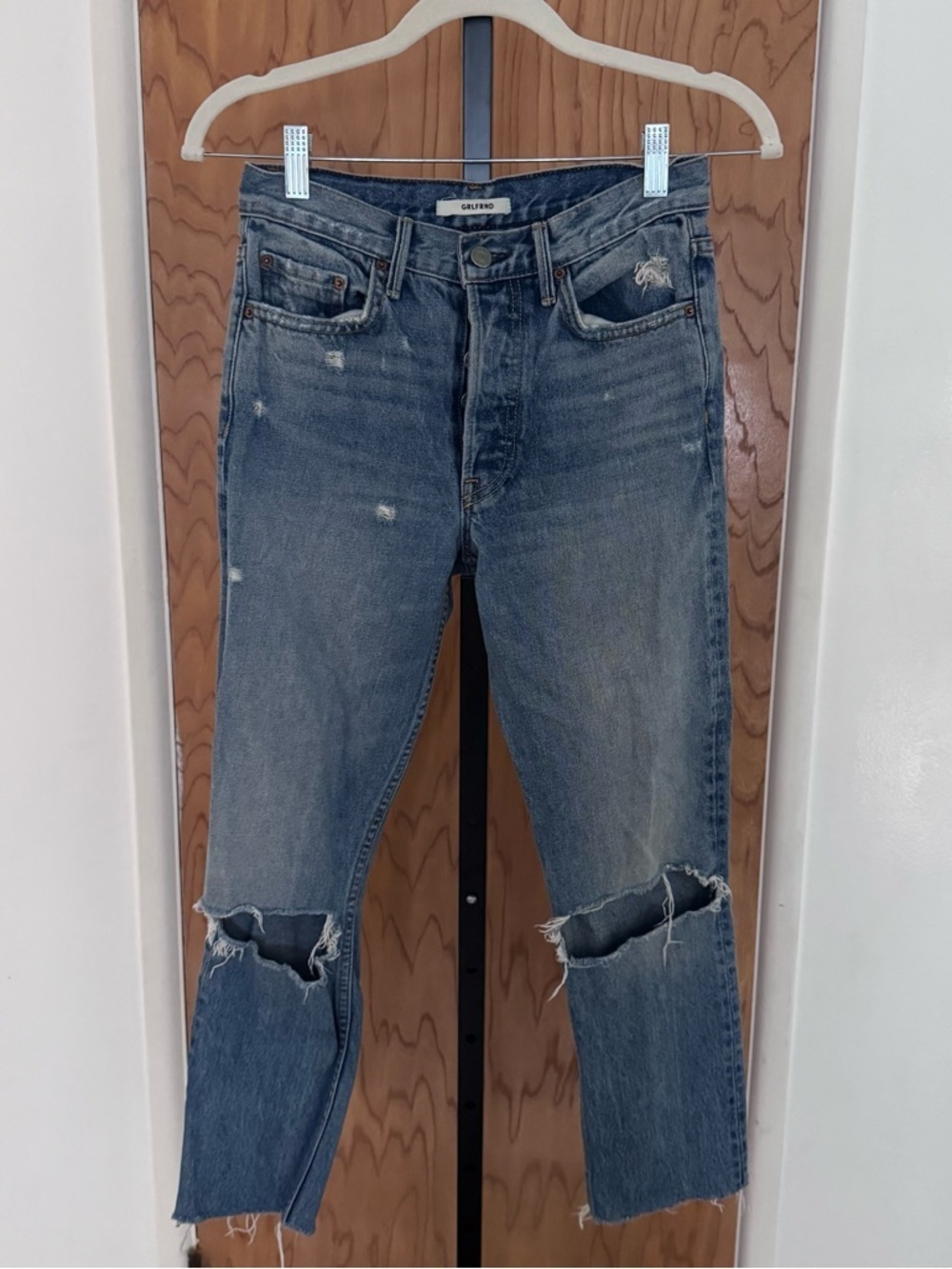 GRLFRND Faded Blue Straight-Leg Distressed Karolina women's Jeans 25